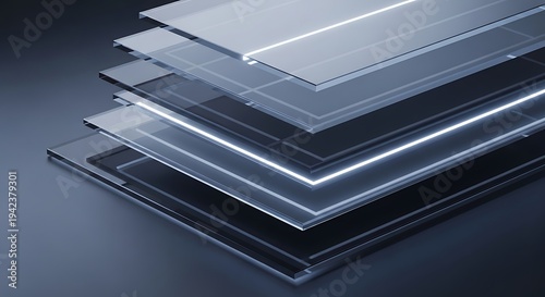 A stack of glass plates on a dark surface