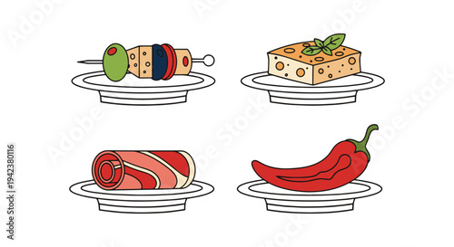 Antipasto Plate Line art minimal elegant abstract vector