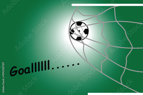 Dynamic soccer illustration showing a ball flying into the goal with motion lines, perfect for sports themes, football events, and athletic promotions.