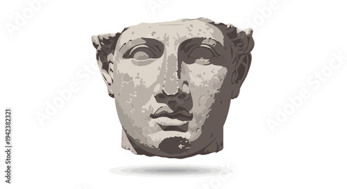 Ancient Greek Marble Bust of a Man, Fragmented Head Sculpture
