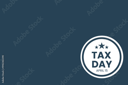 Minimal dark blue tax day design with clean typography suitable for professional financial themes.
