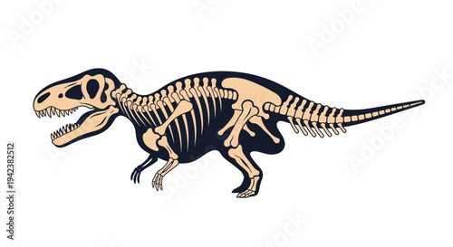 Tyrannosaurus Rex Dinosaur Skeleton Illustration - Prehistoric Creature Anatomy