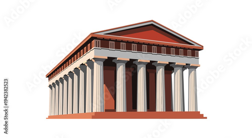 Ancient Greek Temple Illustration - Classical Architecture with Columns