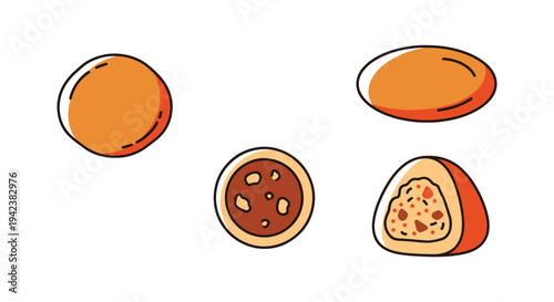 Arancini Line art vector set dynamic colorful abstract illustration