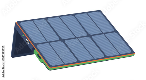Portable solar panel charger for devices, sustainable energy concept