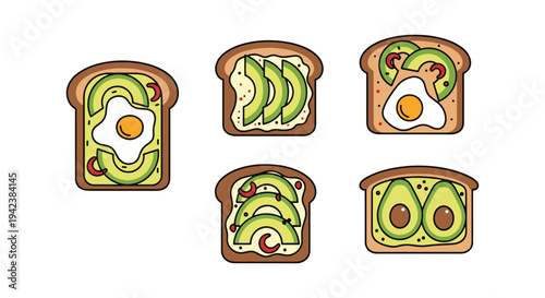 Avocado Toast Line art vector colorful creative abstract illustration