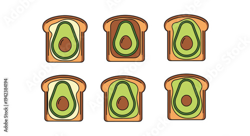 Avocado Toast Line art vector clean vivid abstract color illustration