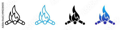 Campfire multi - style icon design concept