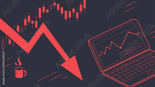 Conceptual financial downturn graphic illustrating bankruptcy, market volatility, economic recession, investment collapse, and declining economic stability.