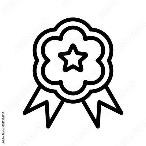 Line icon of a trophy ribbon badge for achievements and loyalty