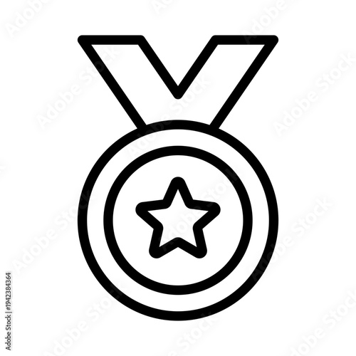 A clean line icon of a medal with a star symbolizing user achievements and milestones