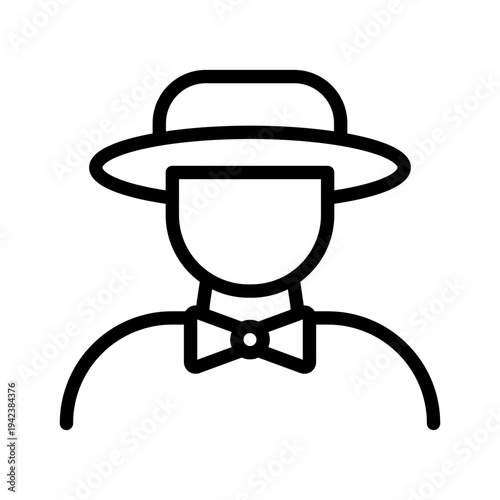 A line icon featuring a stylized person with a hat and bowtie representing a premium or VIP customer