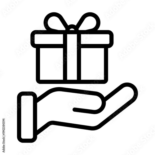 Icon of a hand giving or receiving a gift box