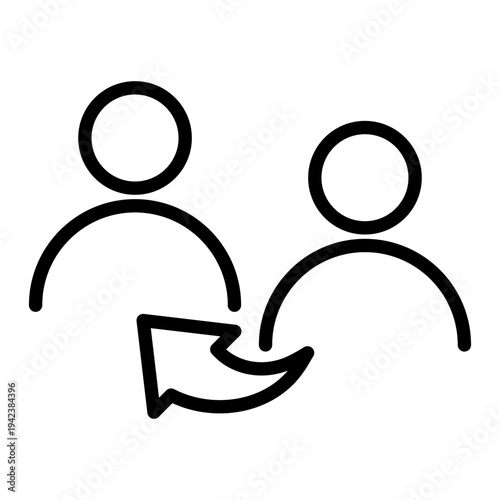 A line icon showing two people and an arrow indicating a referral or "invite a friend" program