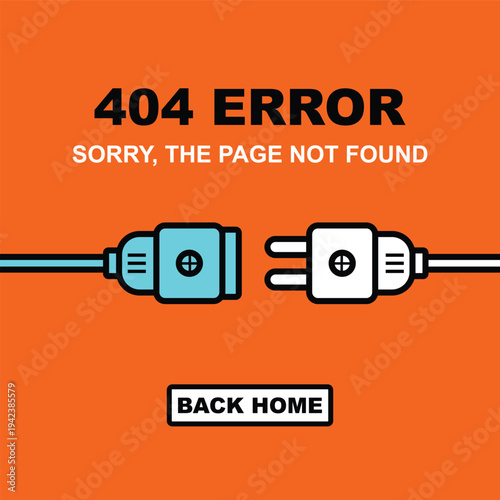 Warning, 404 Error, back home, wallpaper design vector