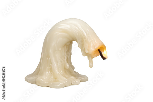 Fotografie Melting candle bending over with dripping wax and burning flame