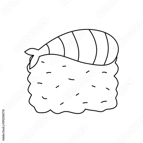 Sushi with Salmon Outline for Coloring Page