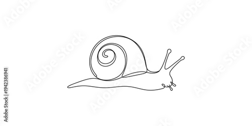 Continuous line drawing of a snail on white background one minimalist art