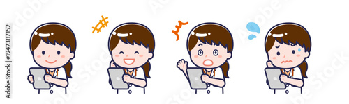 タブレットを使う「半袖医師」の女性