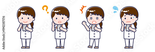 スマートフォンを使う「半袖医師」の女性