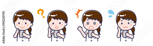 スマートフォンを使う「半袖医師」の女性