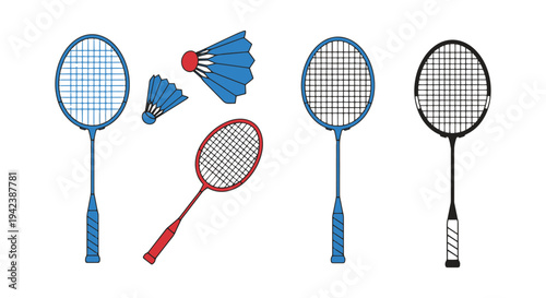 Badminton Racket Line art minimal abstract theme illustration