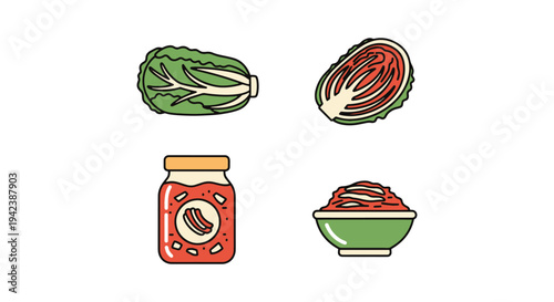 Baechu Kimchi Line art vector creative abstract theme