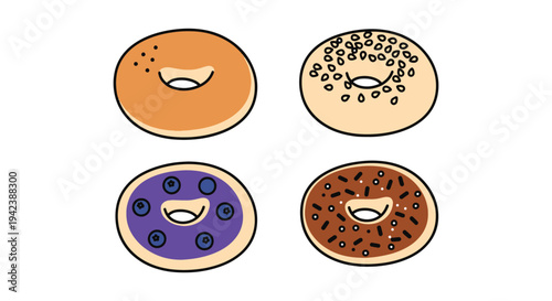 Bagel Line art vector set minimal creative abstract illustration