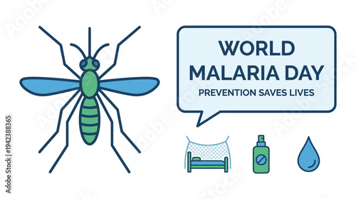 mosquito illustration for world malaria day awareness and disease prevention