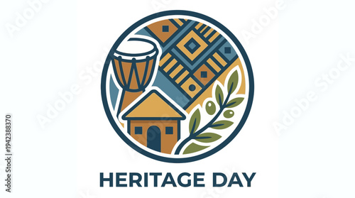 heritage day logo with cultural symbols and traditional design elements