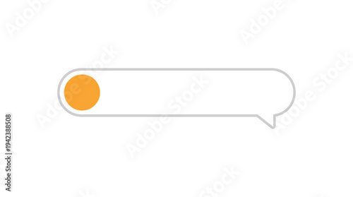 minimalist speech bubble with orange circle icon