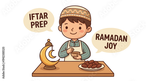 Boy preparing for iftar