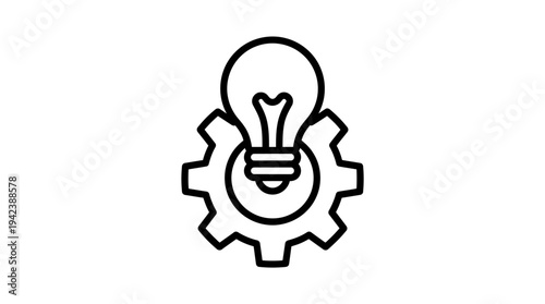 Light bulb on gear line drawing