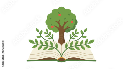 Tree growing open book