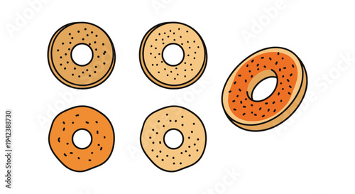 Bagel Slice Line art vector dynamic modern artistic abstract illustration