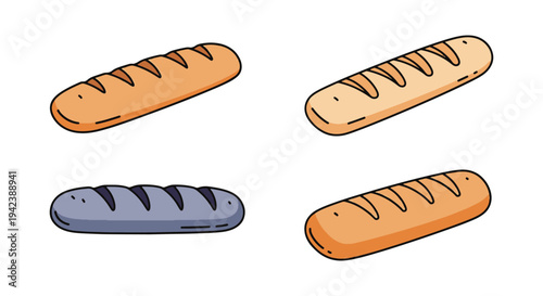 Baguette Italiano Line art minimal modern abstract color vector