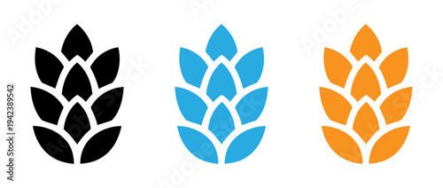 colorful wheat leaf vector icons. vector set of leaves