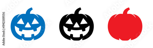 Colorful jack o lanterns and pumpkin icons