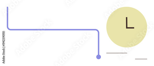 Time management, scheduling, productivity, abstract visualizations, modern design, flow. A blue line curving into a circle with a clock symbol. Time management and scheduling concepts
