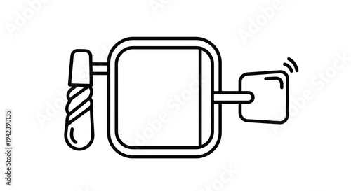 A black and white image of a device with a screw and a wireless symbol