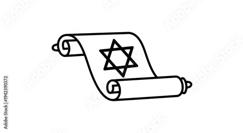 A black and white image of a jewish scroll with a star of david