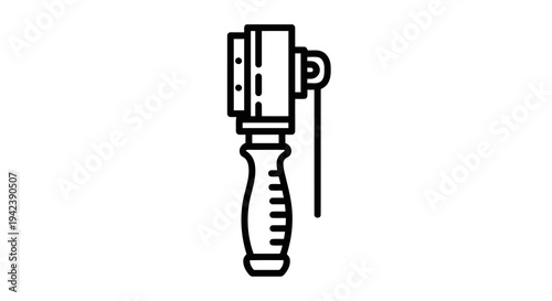 A black and white drawing of a flashlight