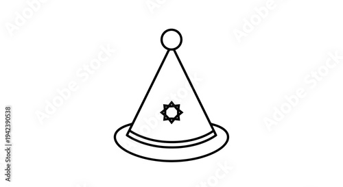 A black and white drawing of a jester's hat