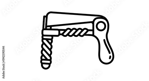 A drawing of a screw clamp on a white background