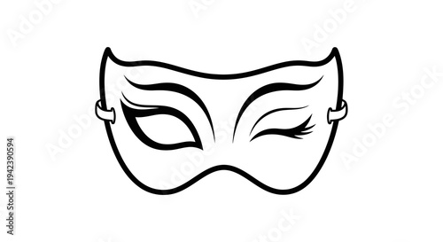 A black and white drawing of a masquerade mask