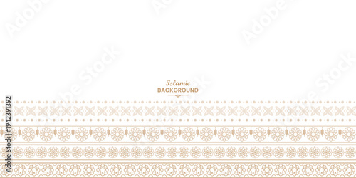 Elegant Islamic Background with Gold Geometric Border Pattern on White for Ramadan Greeting Card Banner Invitation Design