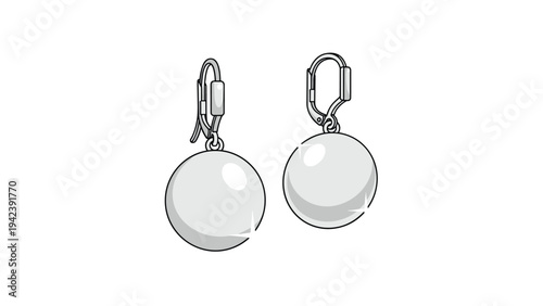 Pair of classic white pearl drop earrings with elegant silver lever back hooks shown in a clean line drawing on a solid white background.