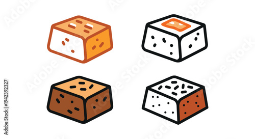 Baked Tofu Line art vector clean abstract colorful