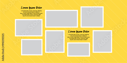 Pictures or photos frame collage, page grid layout abstract photo frames and digital photo wall template