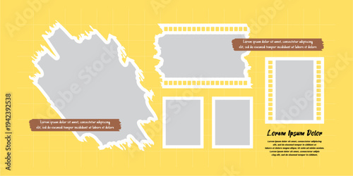 Pictures or photos frame collage, page grid layout abstract photo frames and digital photo wall template